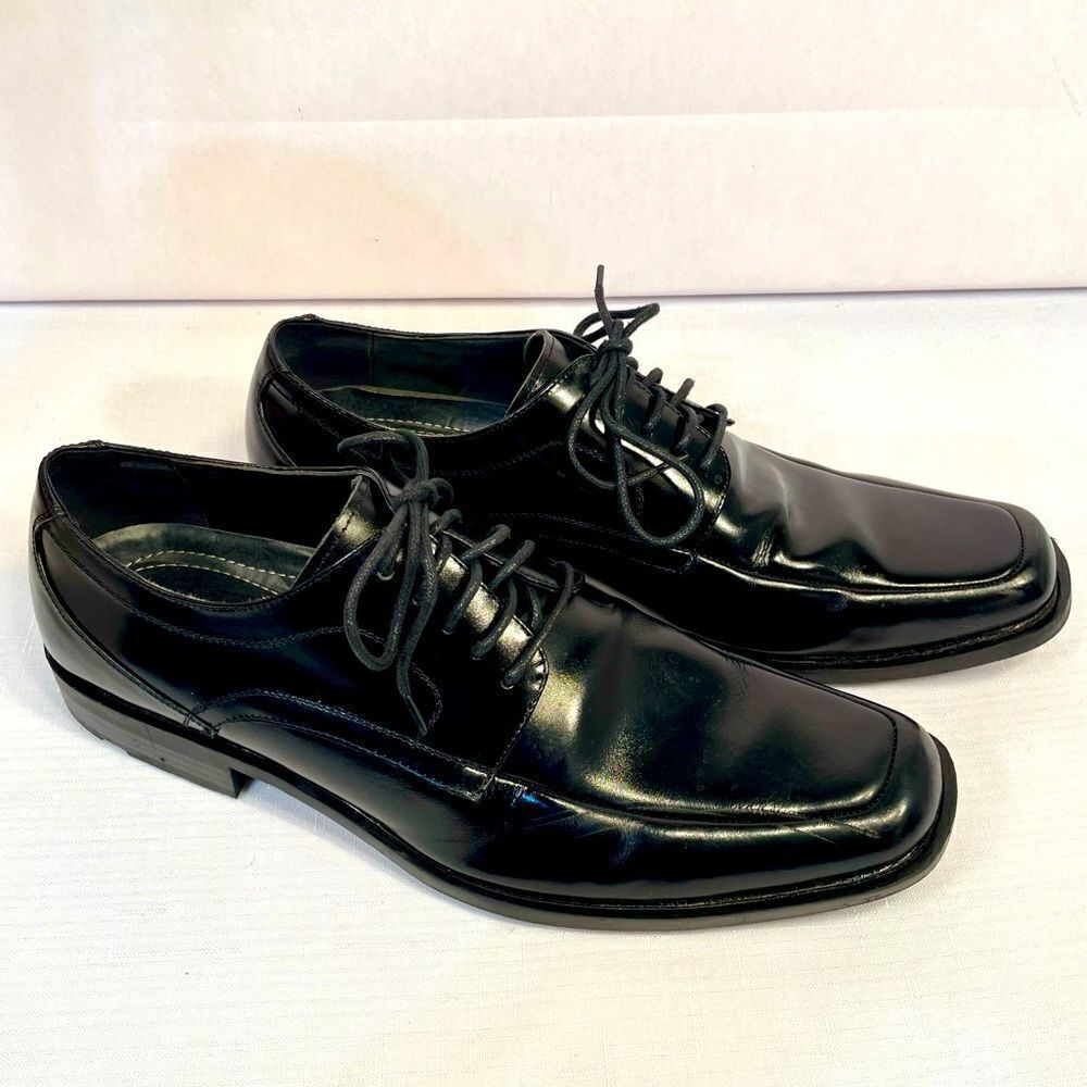 BLACK LEATHER TIE UP SHOES BY STACY ADAMS SIZE 9.5 EUC